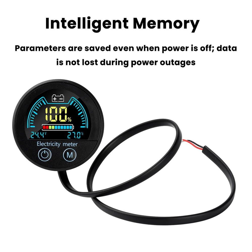 DC 7-100V 디지털 전압 충전 표시기 방수 원형 2선식 DC 전압계 다양한 배터리 유형과 호환 가능