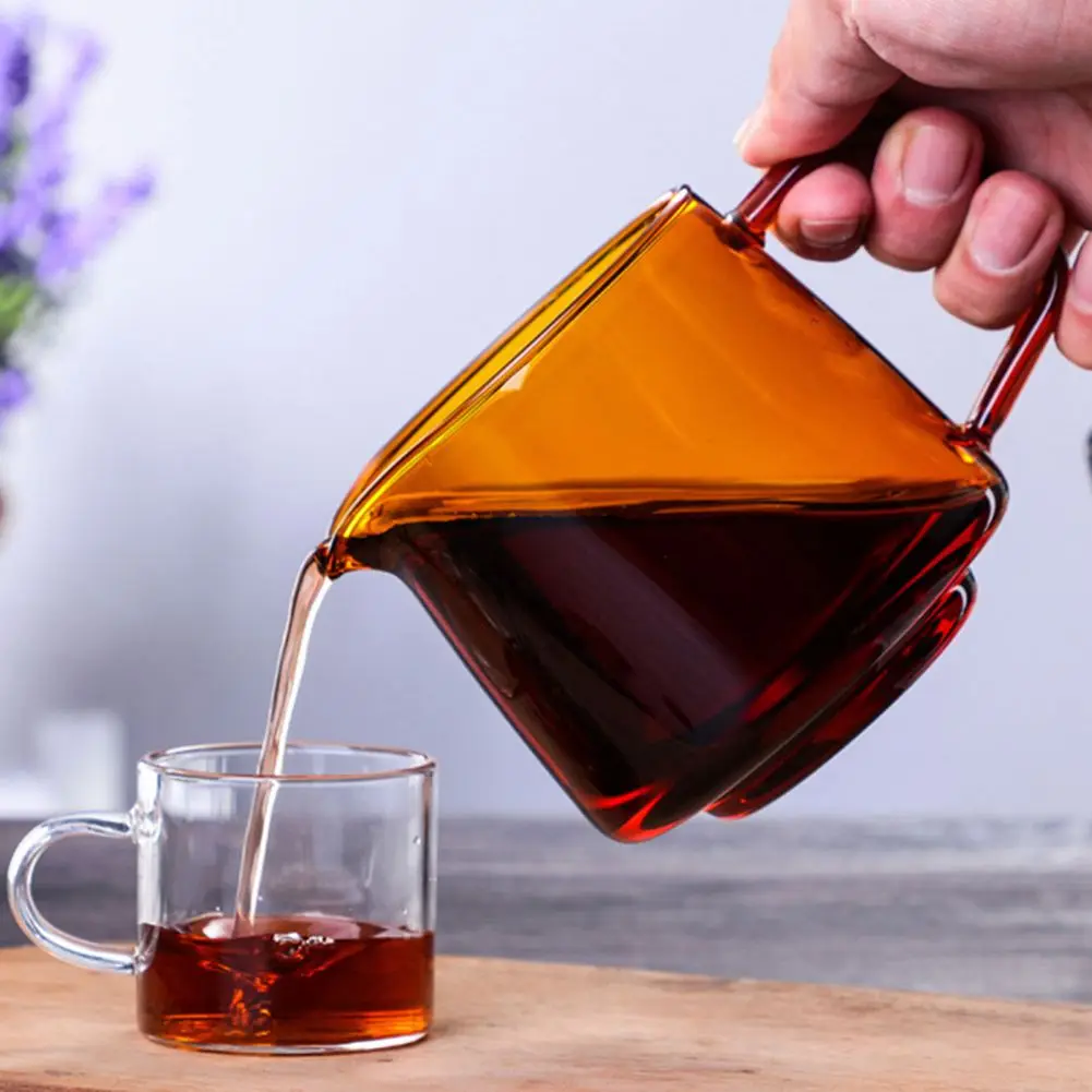 300/550ml Colour Clear Glass Measuring Cup With Handle Milk Jug Cafe Creamer Cup Juice Tea Coffee Cup Milk Frother Latte Pitcher