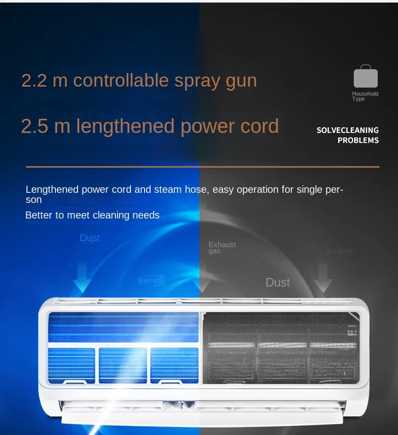 Limpiador de vapor eléctrico de 2500W, máquina de limpieza de coche, esterilización a alta temperatura, aire acondicionado, campana de cocina, 110/220V