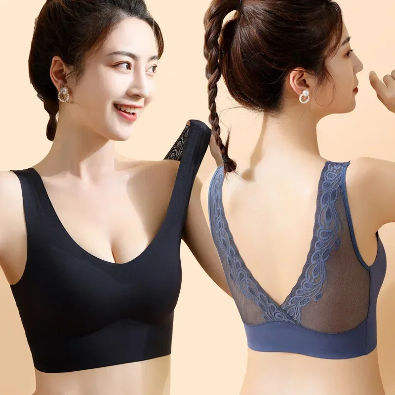 

Sexy Bras for Women Seamless Bra Wireless Brassieres Lace Push Up Bra BH Invisible Backless Female Underwear with Pad Bralette