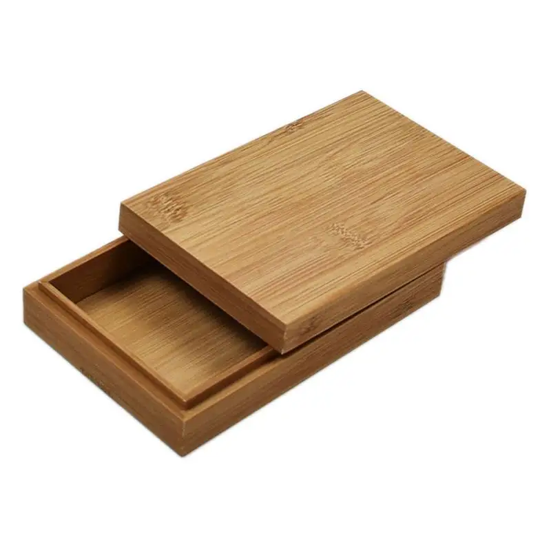 

Bamboo Box Creative Desktop Organizer Natural Wooden Pulling Lid Case Decorative Sliding Lid Storage Organizer Home Accessories