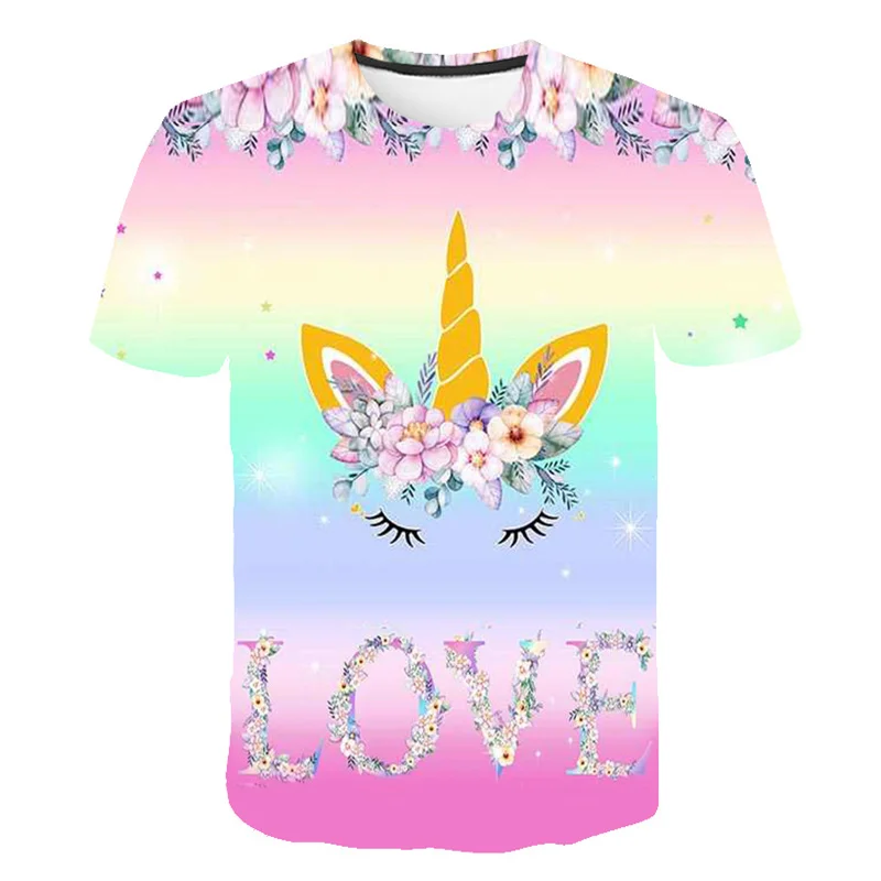 

Girls Cartoon T-shirt Unicorn Cute Harajuku T-shirt Children's Baby Clothing Anime Costume Children's Clothing Tops Streetwear