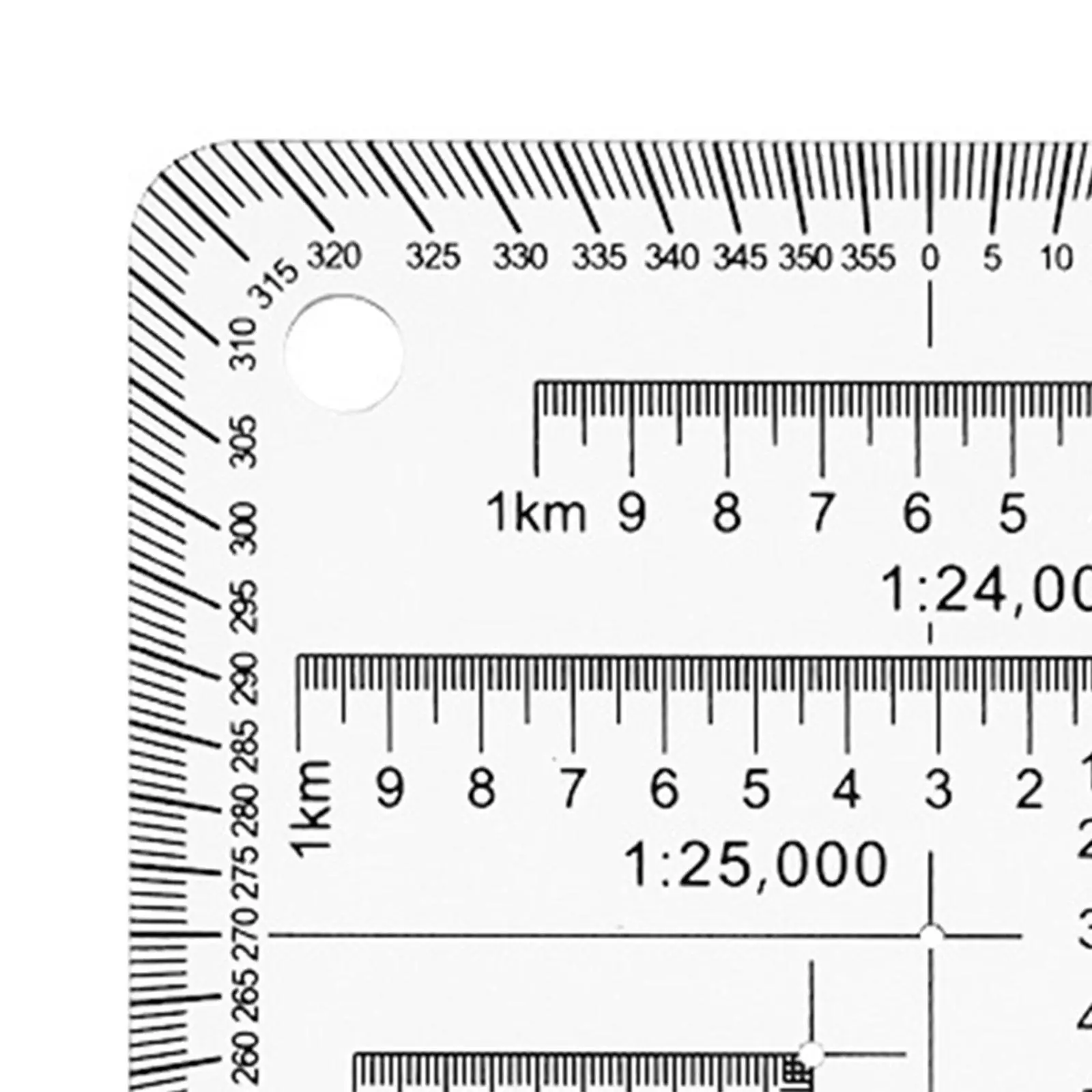 Utm 코너 눈금자 1/24,000 지리적 좌표 눈금자 명확한 학습 지도 도구