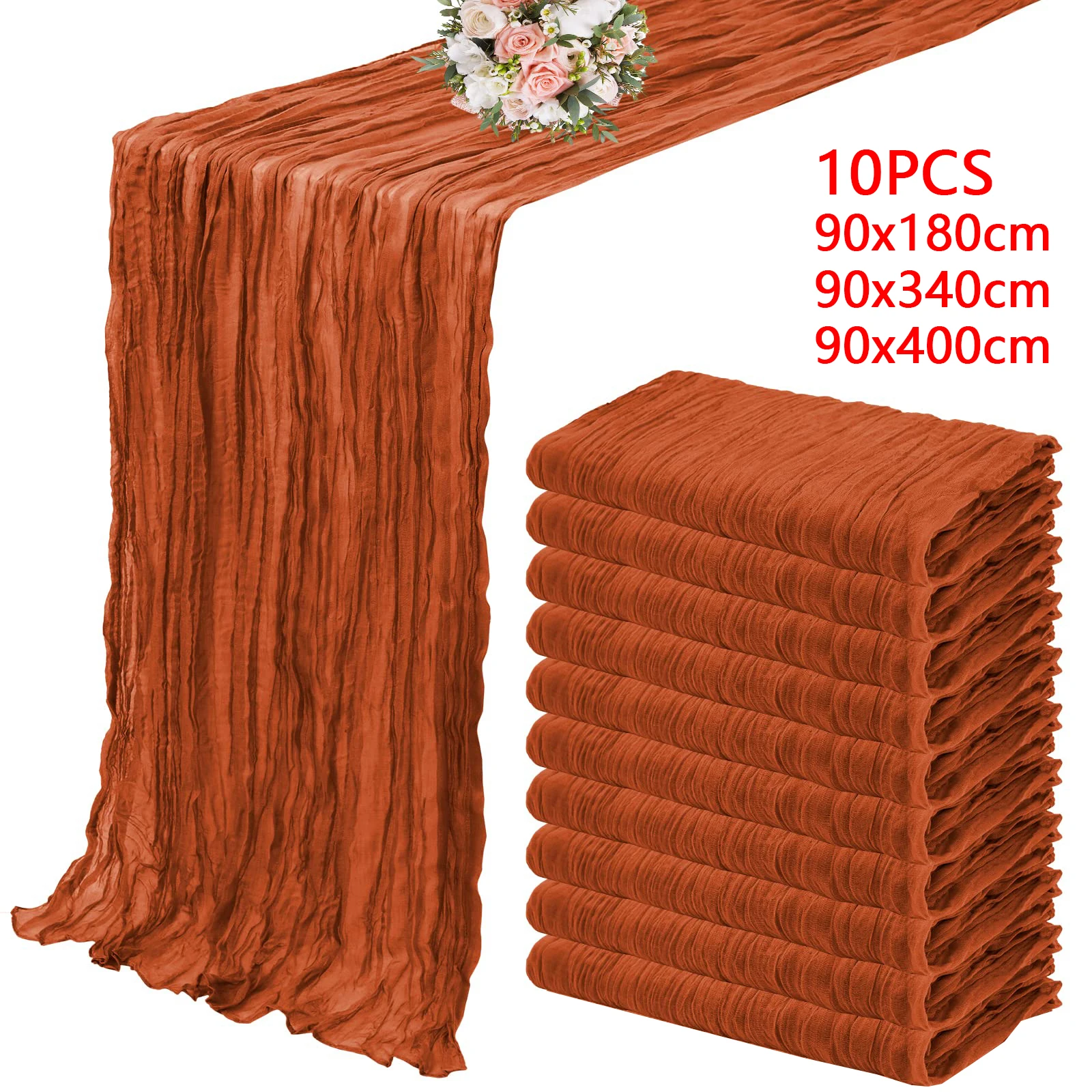 10PCS Terracot Semi-Sheer Gauze Table Runner Cheesecloth Table Setting Dining Wedding Party Christmas Banquets Arches Cake Decor 1