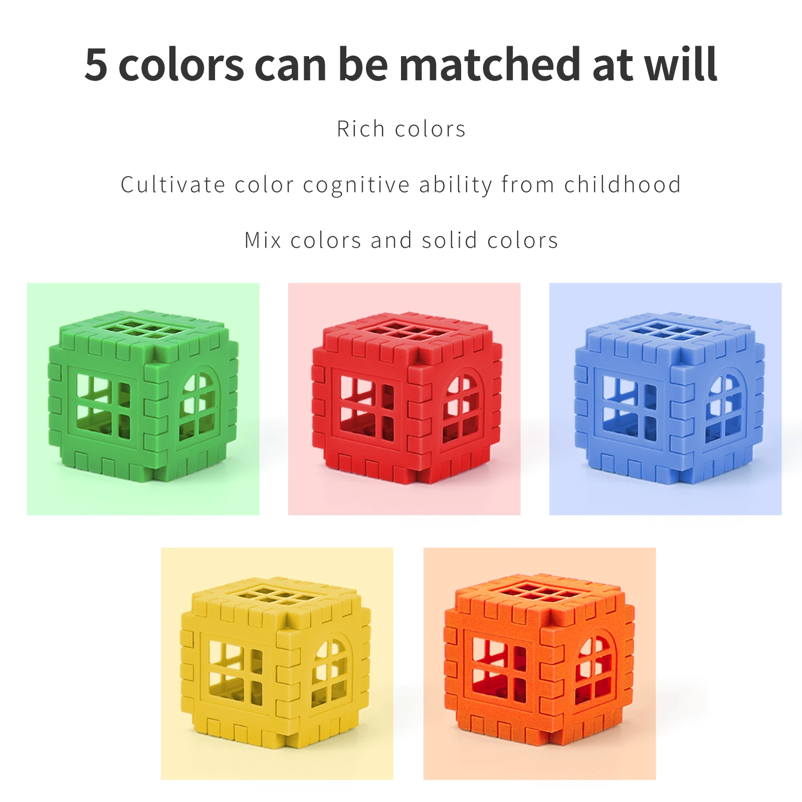 Children's Multicolored Plastic Block Building Houses And DIY Toys