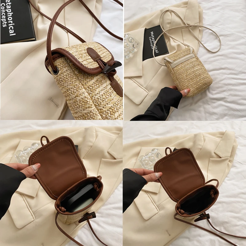 Bolso Paja Mujer Bolso De Mano De Rafia De Crochet / Bolso De Paja Tejido Para Playa De Verano Para Hombro Y Bandolera - España Bolso Negro Verano Mujer