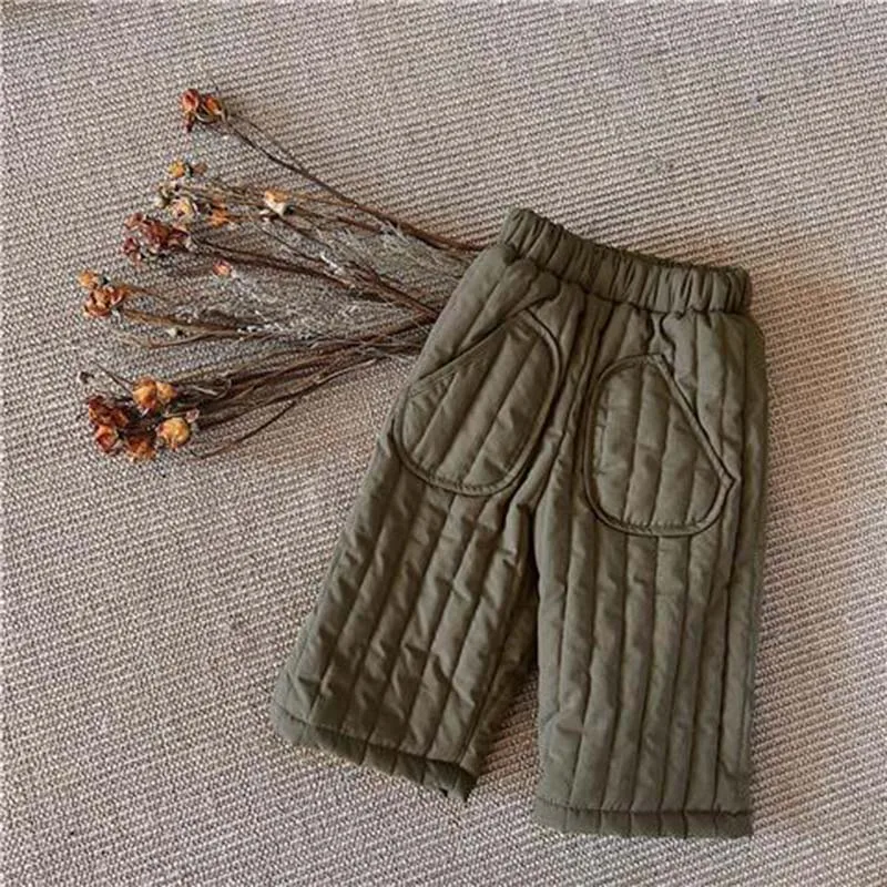 Winter Korea Kids Pants Thicken Toddler Pants Children's Cotton Plush Girls' Solid Color Casual Clothing