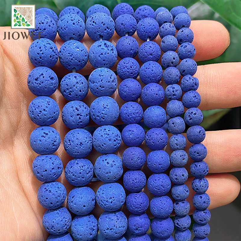 

Натуральный голубой вулканический камень, круглые бусины россыпью для изготовления модных украшений, для самостоятельного изготовления женских браслетов, ожерелий, 15 дюймов, 4/6/8/10 мм