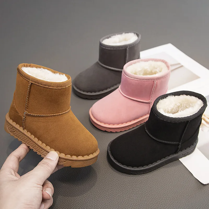 2-10Ages Kids Snow Boots for Winter 2024 New Cotton Shoe Versatile and Warm Boys Girls Thickened Children's Plush Snow Shoes