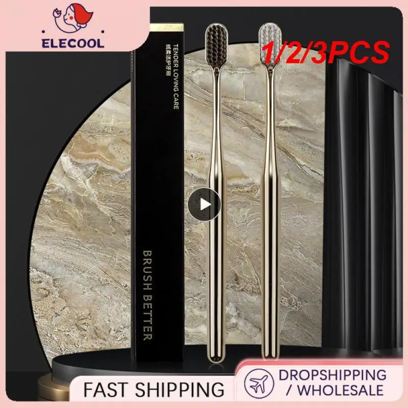 

1/2/3PCS Luxury Soft Toothbrush Men Women Adult Tooth Brush Gold Silver Brushes Elegance Gentle Toothbrushes Drop
