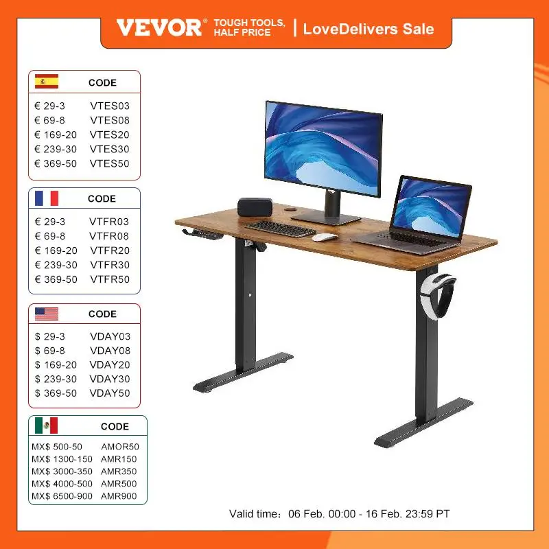 VEVOR Height Adjustable Electric Standing Desk