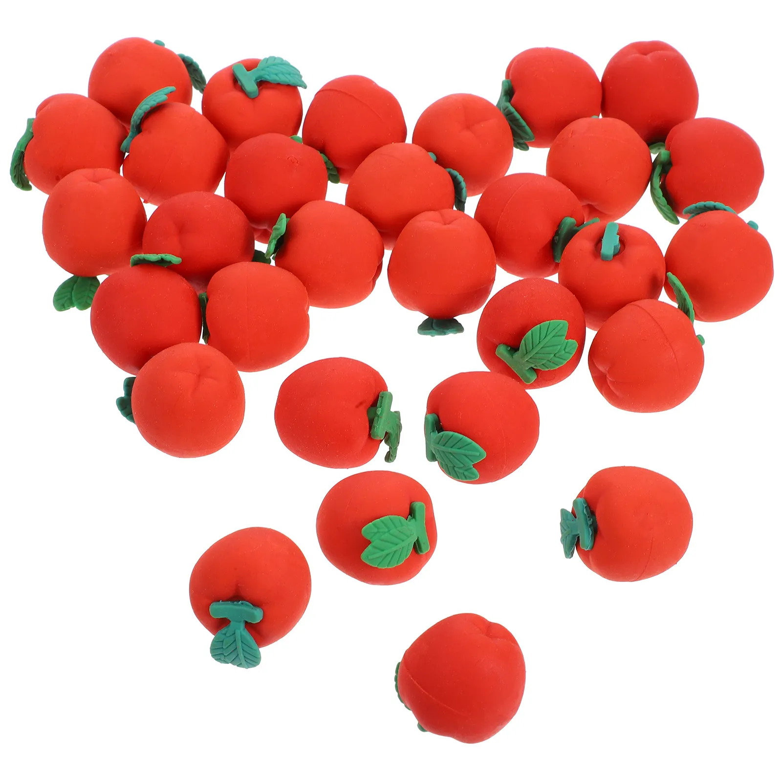 30Pcs 미니 레드 지우개 귀여운 교실 보상 3D 과일 모양 어린이를위한 학교 용품 학생 재미있는 지우개