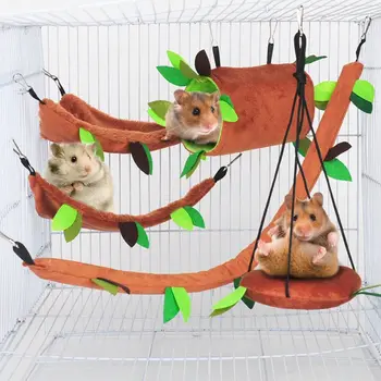 Amaca per criceti Piccoli animali sospesi Letto caldo Tunnel e altalena Set giungla Accessori per gabbie per criceti scoiattolo aliante di zucchero