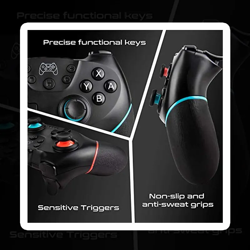 Contrôleur sans fil DATA FROG Compatible-Nintendo Switch Turbo réglable avec 6 axes Vibration Gamepad pour PC/NS Lite Console