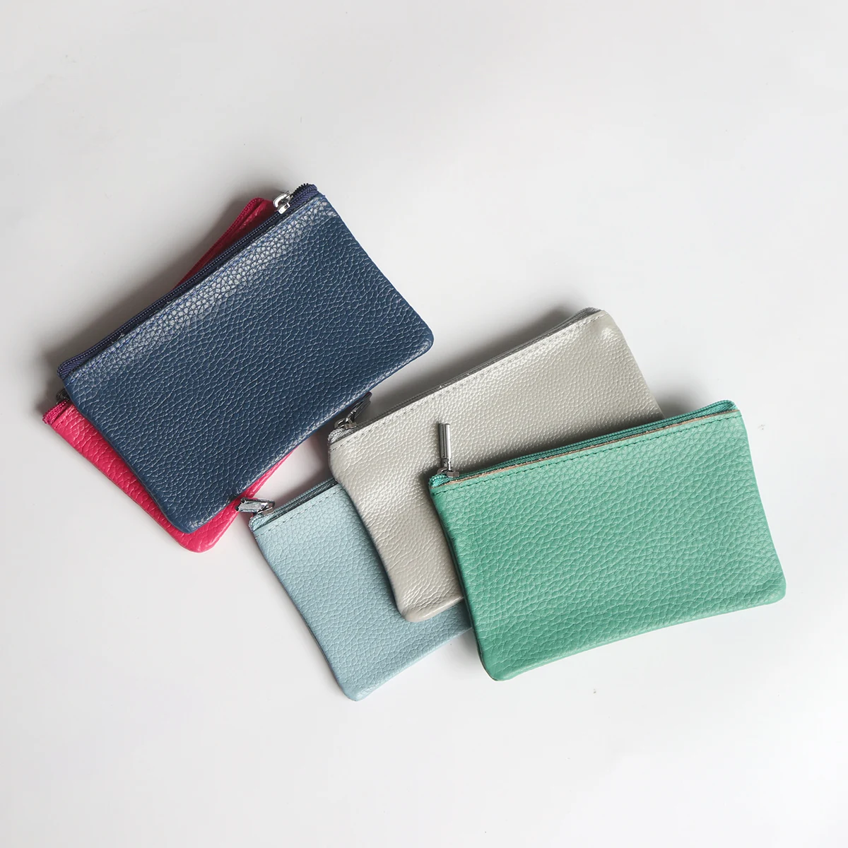 Kostenlose benutzerdefinierte Brief-Geldbörse aus echtem Leder, weiche kleine Reißverschlusstasche, gut Organizer, Kosmetiktasche, Monogramm, Mini-Slim-Kartenetui – Detail 15