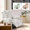 4Pcs Elastic Recliner Sofa Cover Printed Stretch Recliner Slipcovers with Side Pockets Non Slip Sofa Slipcovers for Living Room 1
