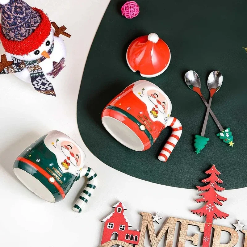 Christmas Tree Ceramic Mug Gift Set! Trendy Christmas Mug With Spoon, Unique Gift, Holiday Atmosphere Booster, New Year Surprise_voghion.com