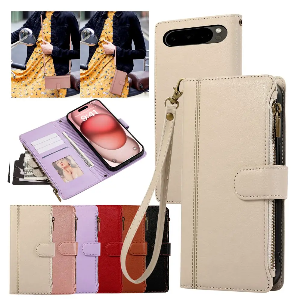 Leather Wallet Phone Case with Stand & Card Cash Pockets