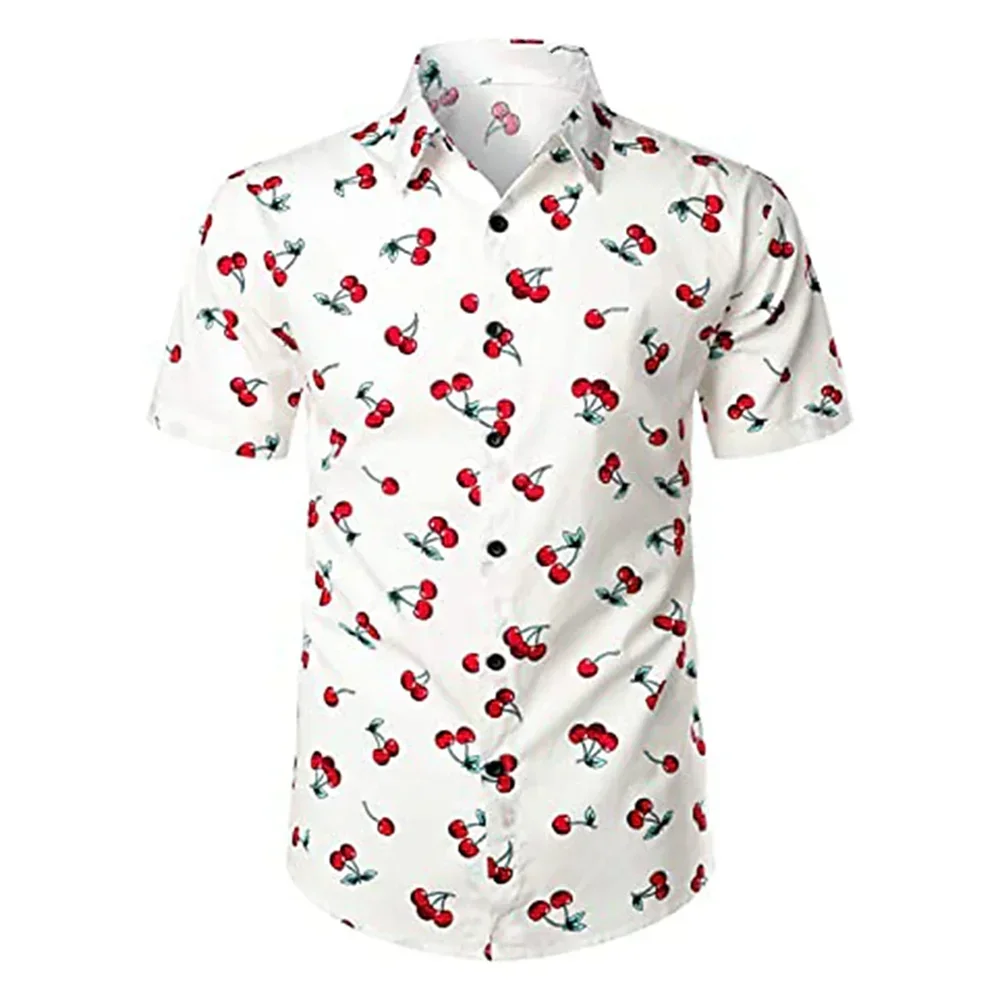 Men's Short Sleeved Shirt, Hawaiian Shirt, Fruit, watermelon, Banana Pattern Print, Street Casual, Printed Button Down Jacket