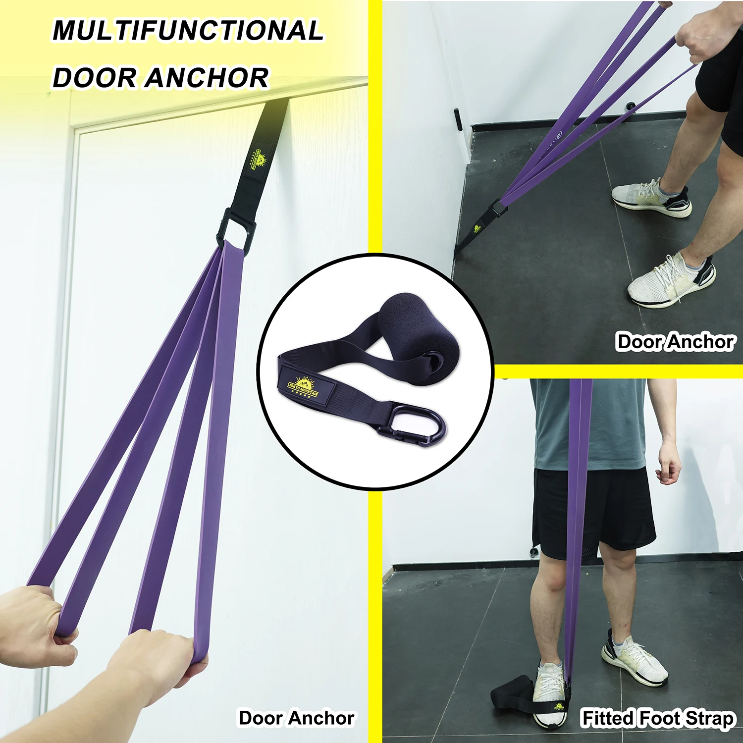 Door Anchor for Resistance Bands Heavy Duty Door Anchor with Extra Large Foam Stopper  for Loop Bands Resistance Tube Yoga 6