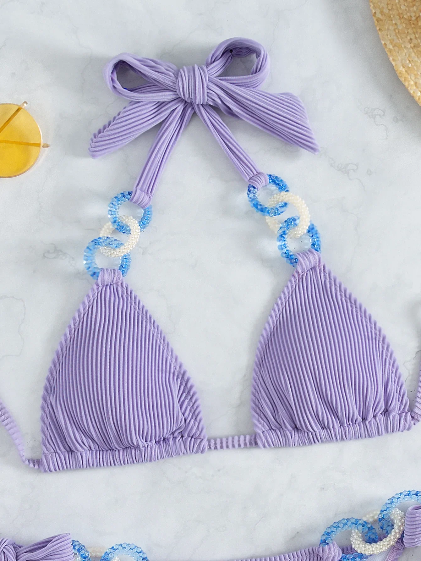 New  Sexy Swimsuit Women Shiny Bathing Suit Bikini Set Halter Swimwear Biquinis Triangle Feminino Bikinis Beach Wear