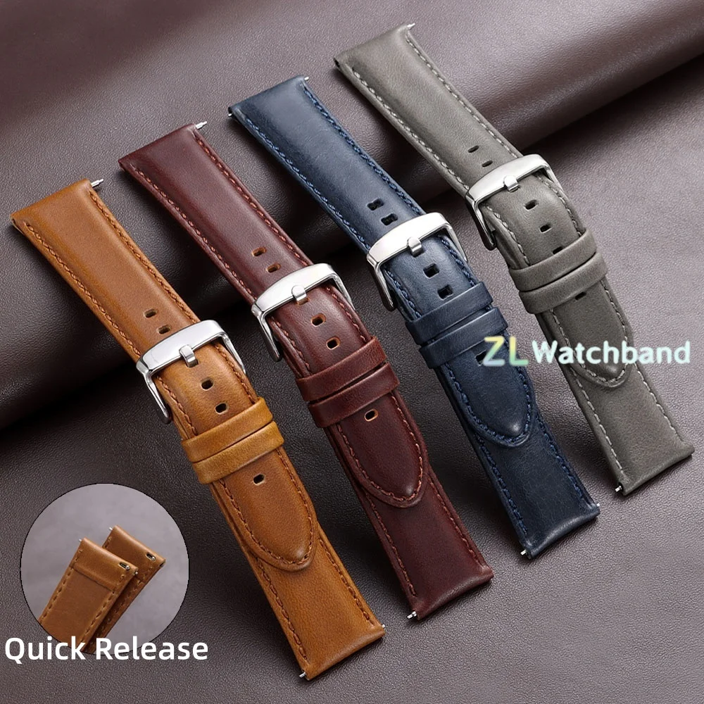 Vintage Genuine Leather Watchband - Quick Release Bracelet Universal Wristband