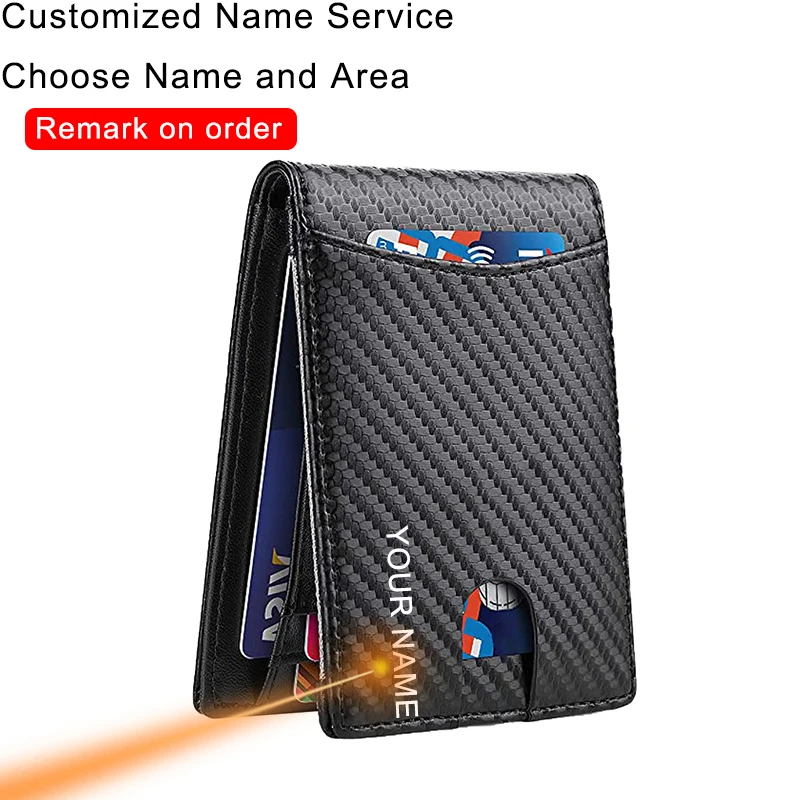 Customized Rfid Business Card Holder Smart Wallets for Men Carbon Fiber  Slim Thin Minimalist Wallet Custom Personalized Gift EDC