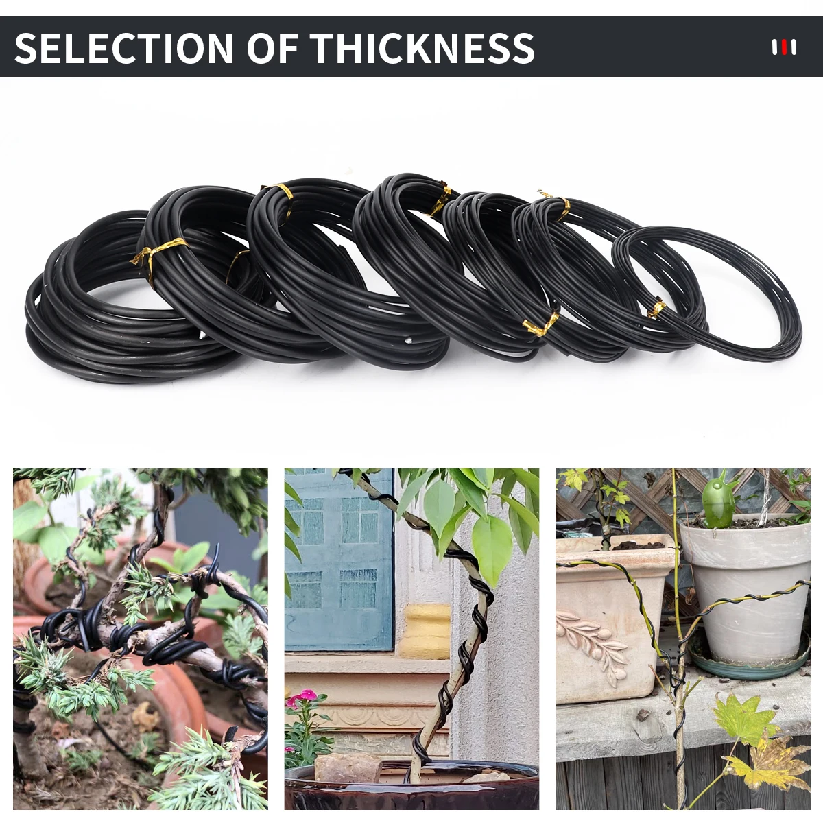 5M Bonsai Wire Anodized Aluminum Black/Sliver Bonsai Training Wire 1.0~3.5 mm for Training Plant Shapes Garden Tool Accessories bonsai wire