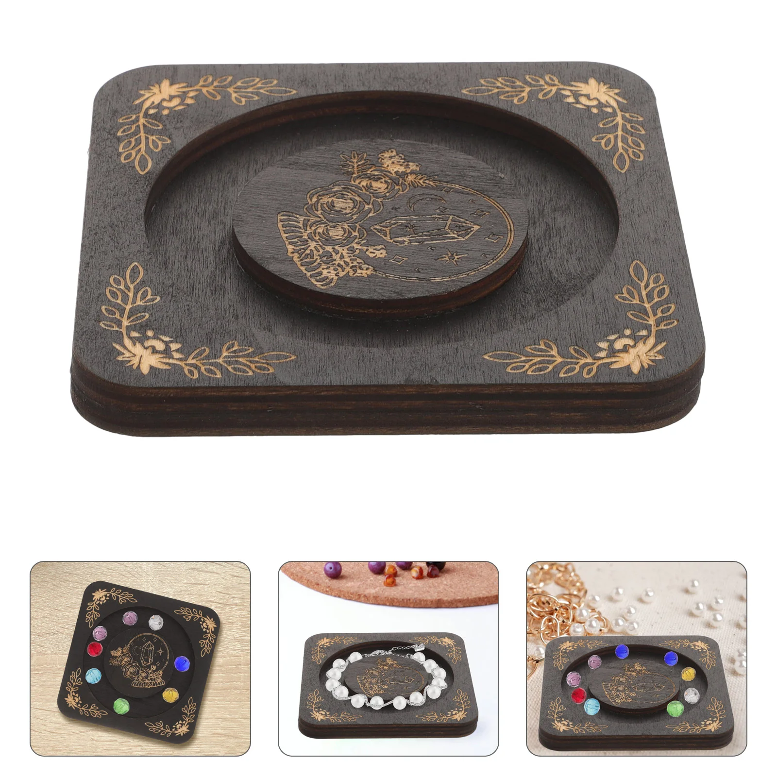 

2 Pcs Bracelet Plate Decorative Display Tray Shop Jewelry Rustic Pallets Wooden Bangle Storage Holder Decorate