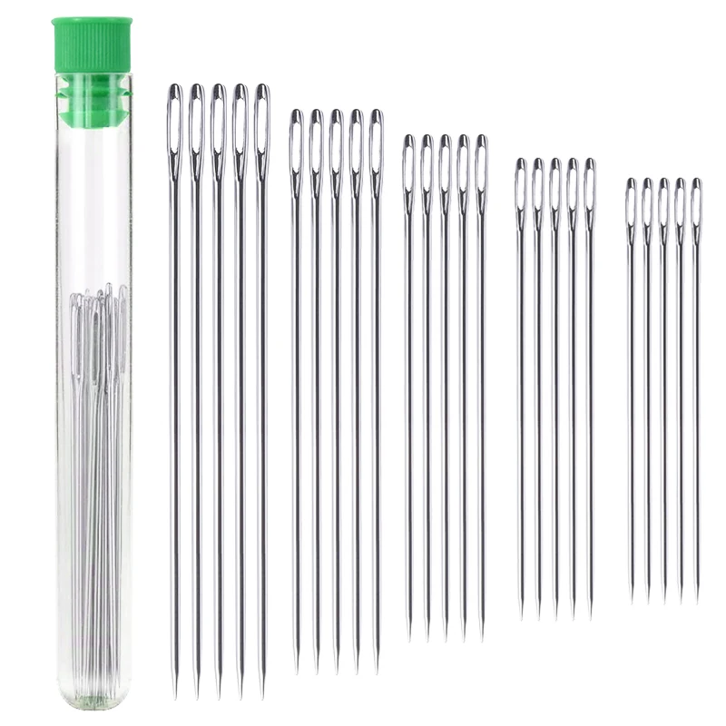 

50/100pcs Sewing Needles Silver Large-eye Blunt Needles Self Threading Needles Hand Knitting Sewing Needles Home Household Tools