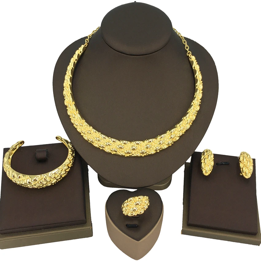 

Dubai Jewelry Sets for Women African Luxury Jewelry Sets Italian Gold Plated Jewelry Sets FHK13187
