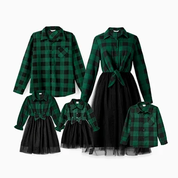 Family Matching Plaid Shirt & Dress 1
