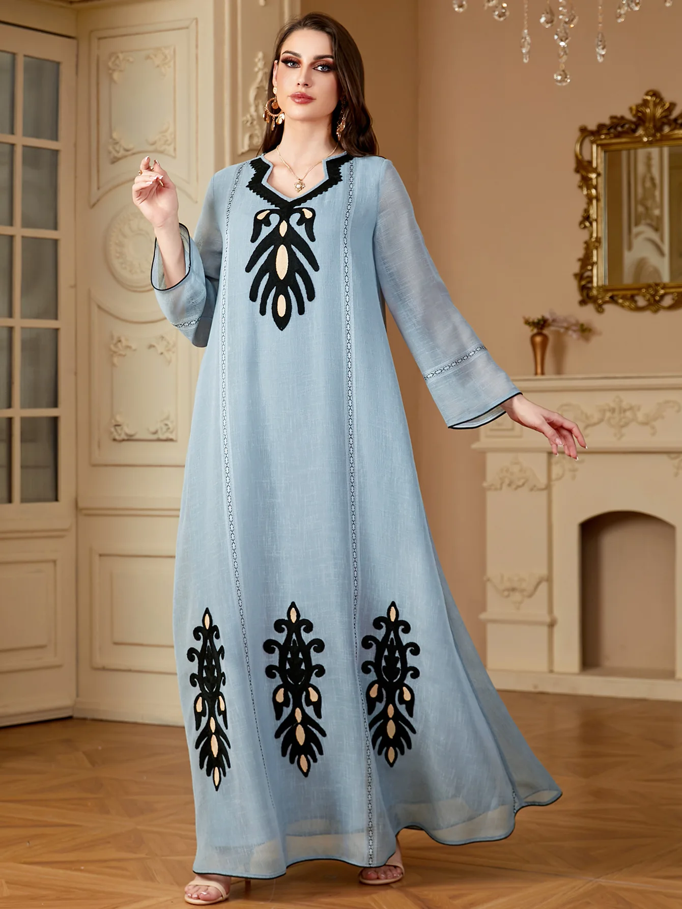 فستان رمضان المغرب المطرز للنساء فساتين الحفلات الإسلامية عبايات جلابية دبي عيد الإسلام فيستدوس السعودية رداء طويل