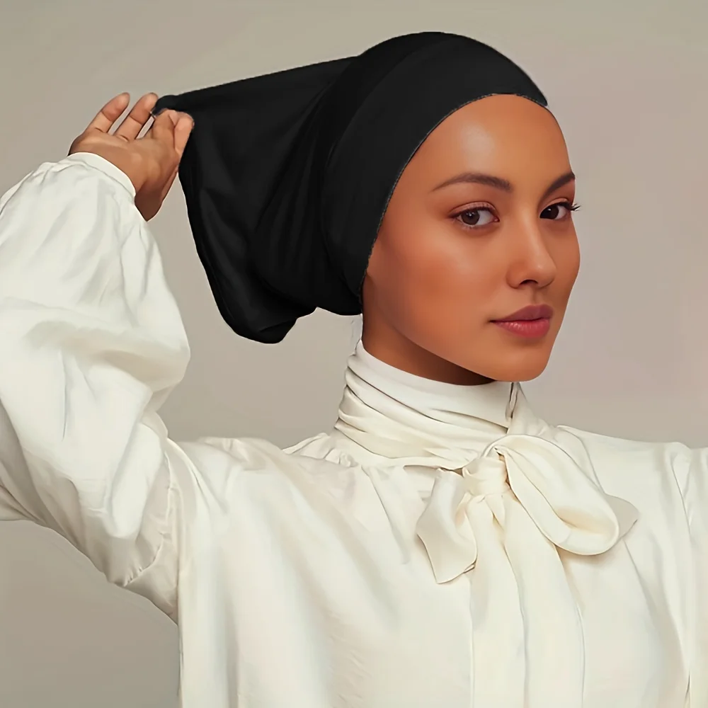 Simple Monochrome Turban Undercap Casual Versatile Elastic Modal Hijab Cap Outdoor Breathable Inner Hijabs Cap muslim headwear hijab headscarf hijab hats female head wraps