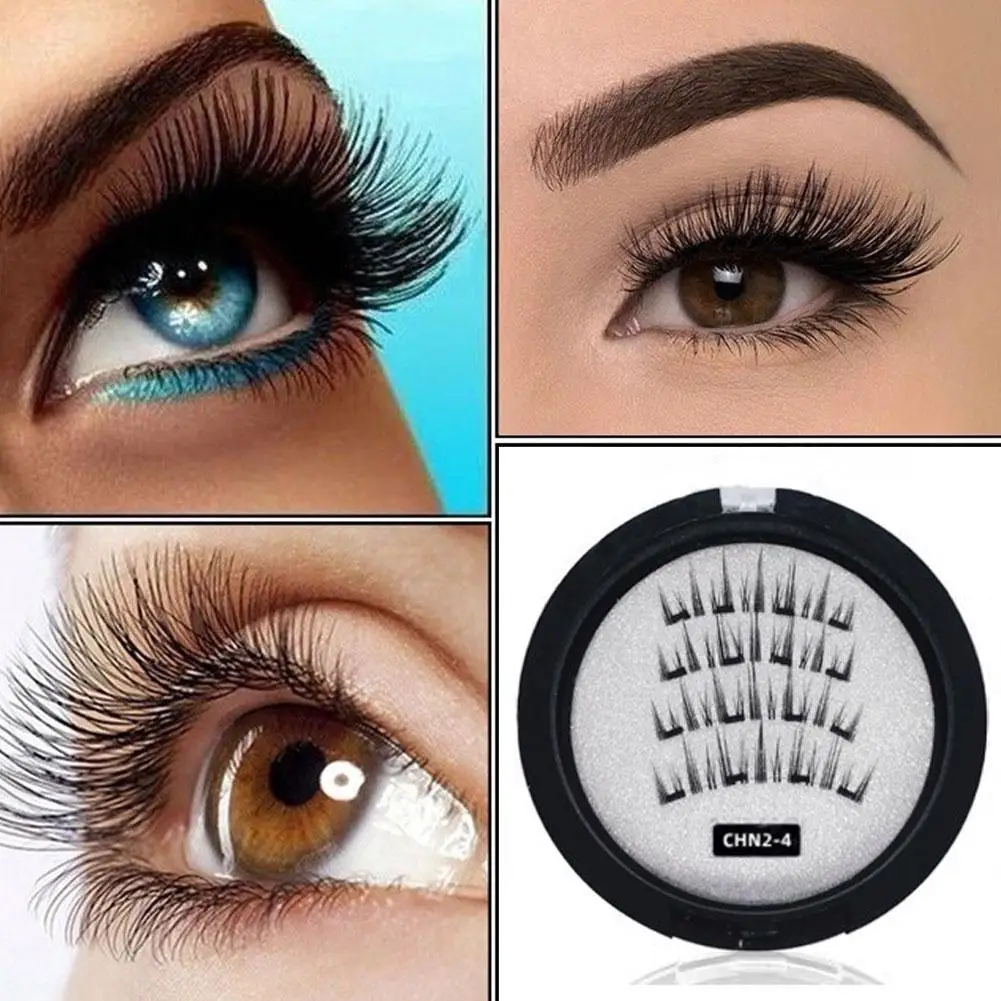 3D Magnetic Reusable Fake Eyelashes 2 Pair with 4 Lashes
