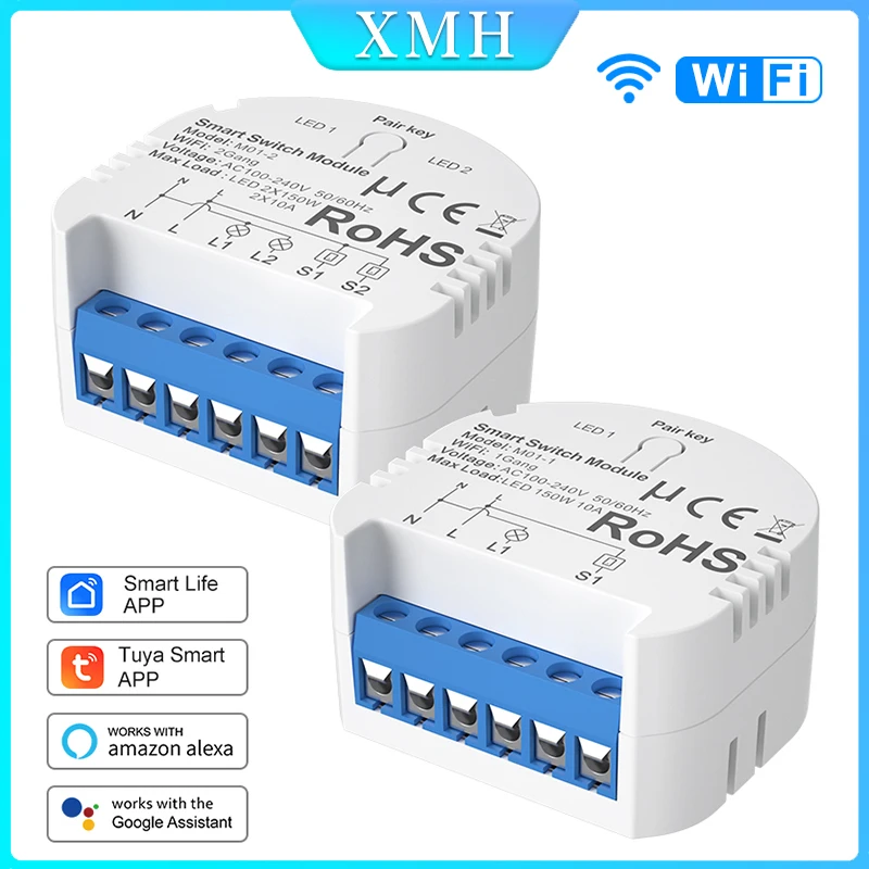 

Tuya Wifi Mini Switch Module Smart Light Switch 10A 100-240V DIY Breaker Switches Power Monitoring Intelligent Home Automation