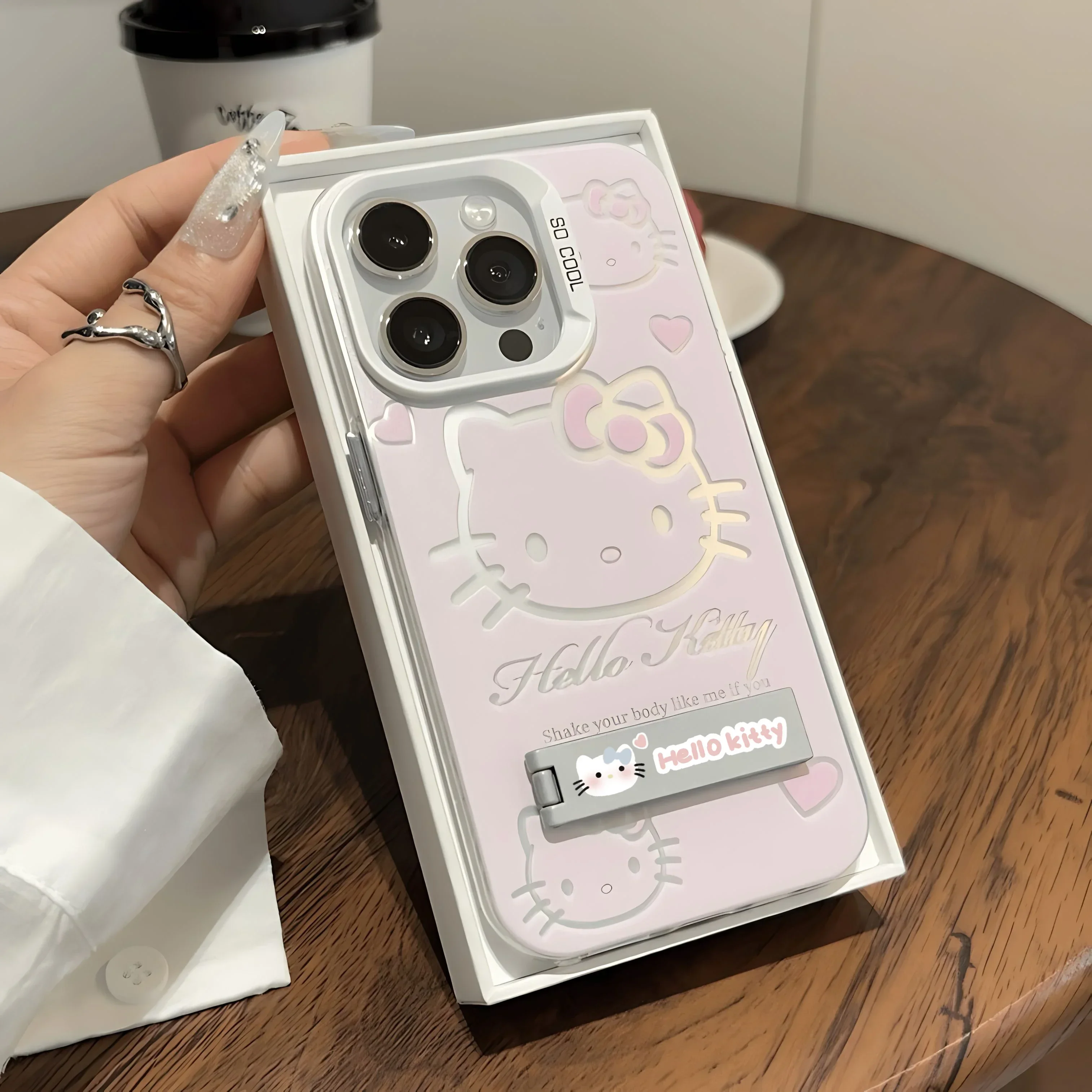 Luxury Pink Hello Kitty With Bracket Phone Case For iPhone