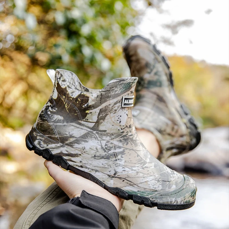 Bottes jardin pêche camouflage basse - Chaussures homme imperméables doublées polaire qualité 2025