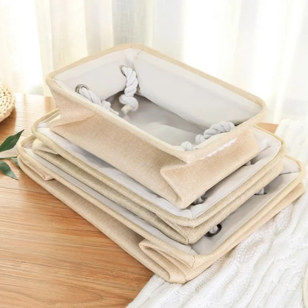 Storage Bins Collapsible Laundry Basket Rectangular Linen Toys Storage Box with Handle Portable Folding Storage Baskets Bedroom