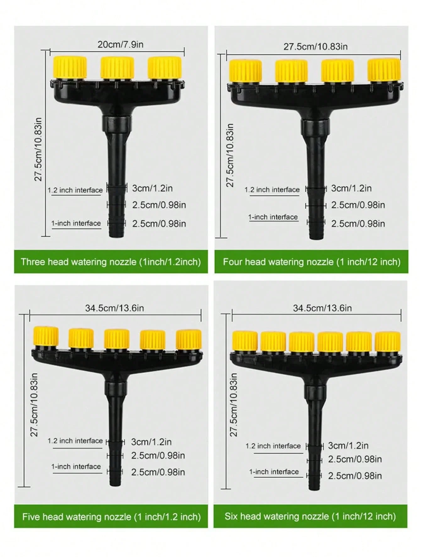 Multi-Nozzle Adjustable High Flow Spray Head For Home Garden, Agricultural UseGardening Sprinkler For Flowers, Farms, Lawns