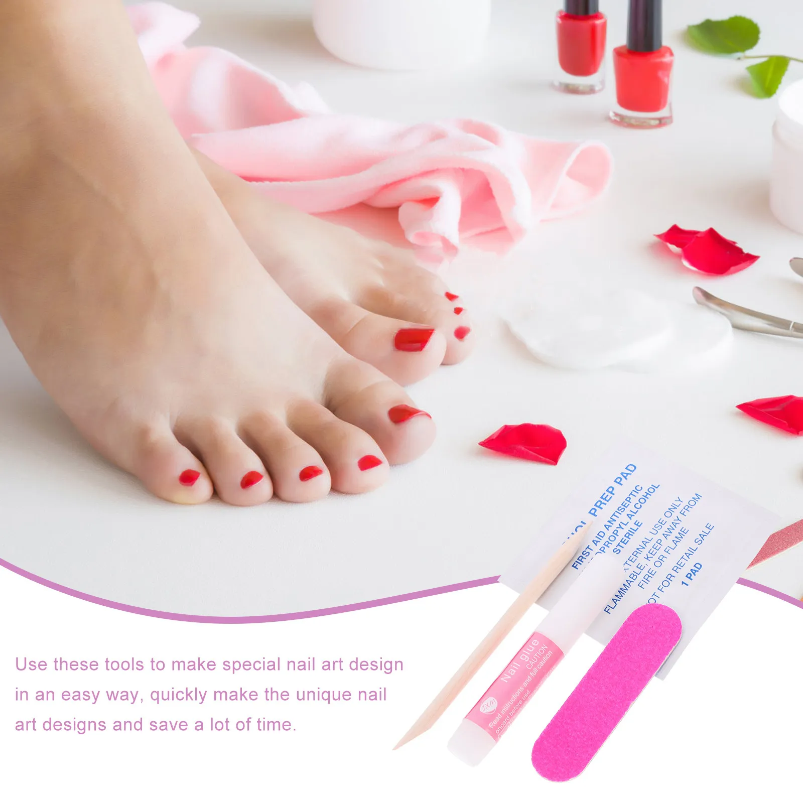 10세트 네일아트 키트 전문 매니큐어 도구 가짜 손톱 착용 용품 제거 스티커 파일 나무 막대 살롱용