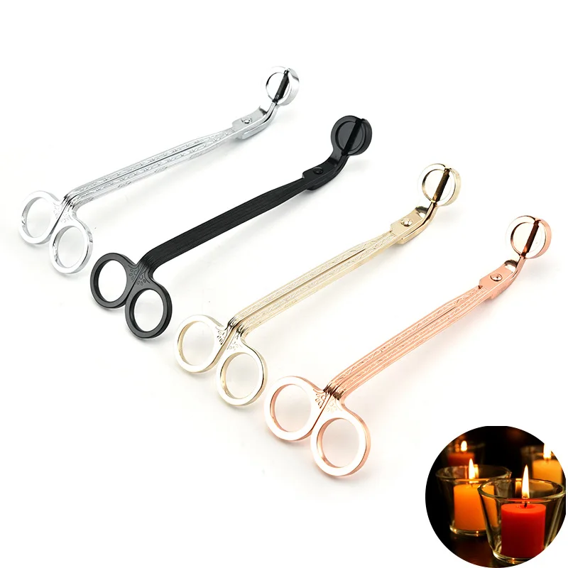 18CM Stainless Steel Candle Wick Trimmer Candlewick Matte Black Oil Lamp  Trim Scissor Cutter Snuffer Tool Hook Clipper