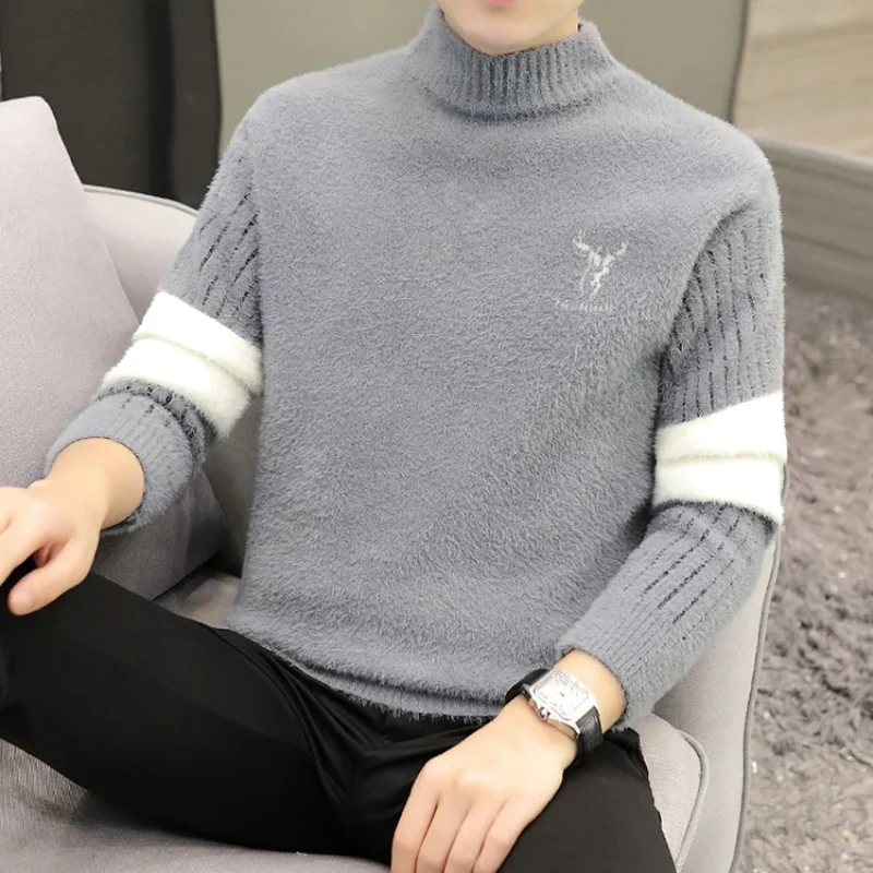 2023 Autumn and Winter New Oversize Trendy Men's Clothing Simplicity Printed Round Neck Long Sleeve Simplicity Casual Pullover