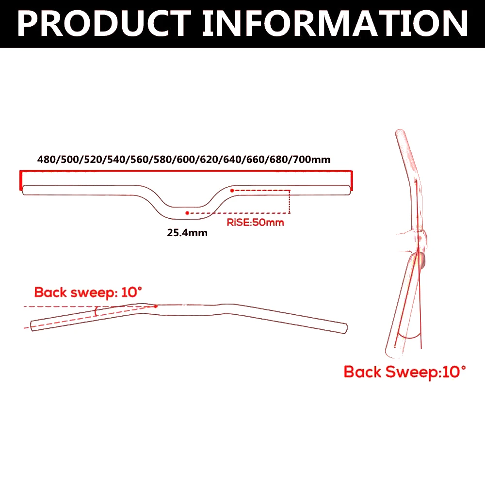 Glossy/Matte 3K Carbon Bicycle Handlebar 25.4mm U Style Handlebars MTB Kids' Folding BMX Handle bar Bike Parts 480mm-700mm