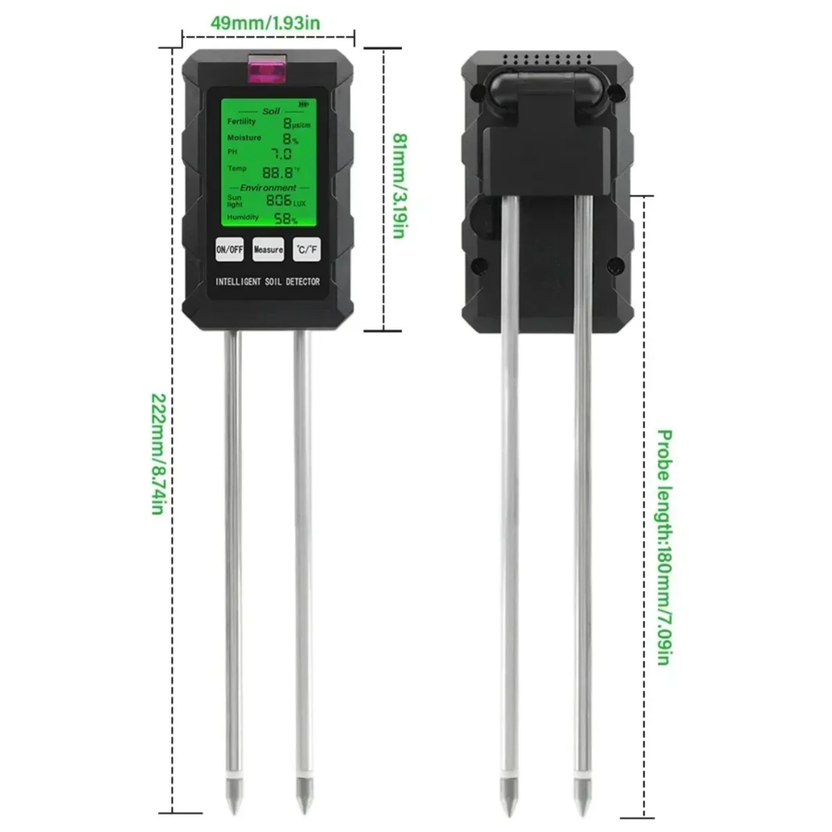 6 in 1 Multifunctional Soil Tester pH Temperature Humidity Sunlight Air Moisture Nutrient Fertility Meter Gardening Tool