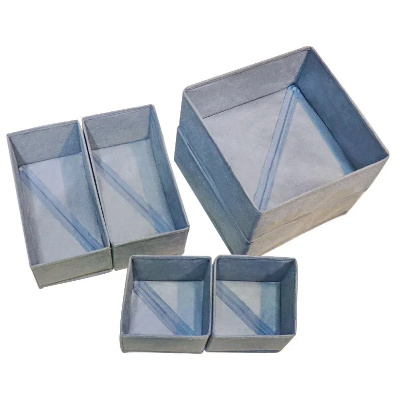 Cross-Border Non-Woven Fabric Bra Storage Box Set Of 6 Underwear Socks Drawers Organizer Box Foldable Storage Bin 4