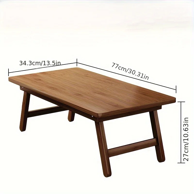 Versatile Foldable Coffee Table Bamboo Top Contemporary Style for Bay Window Balcony or Study Area side table c shaped end table for couch bed tv tray for eating on couch small end tables small spaces easy assembly