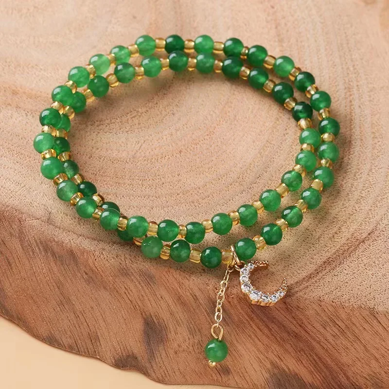 

Natural Moon Charm Natural Jade Stone Beaded Bracelets for Women Female Stylish Ins Fine Jewelry Accessories Best Gifts