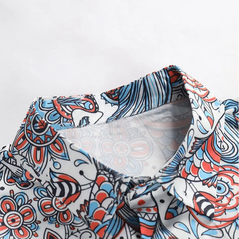2024 New Summer Oversized Handsome Elegant Fashion Loose Casual Men's Shirt Button Irregular Print Short Sleeve Lapels Chic Tops