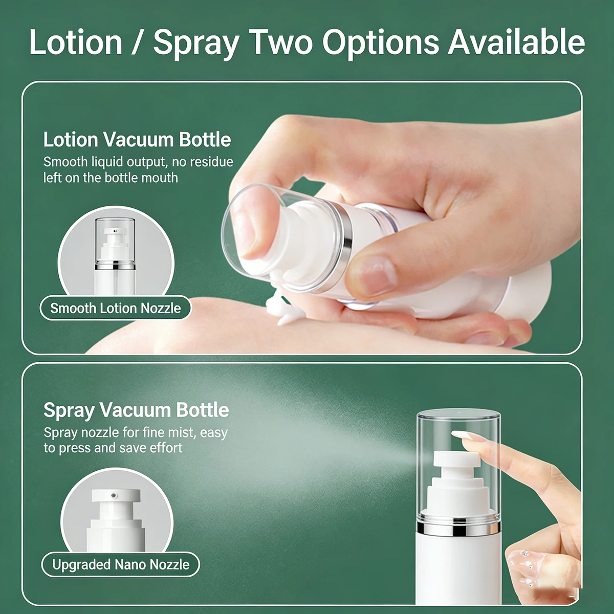 30ml 50ml 100ml Clear Airless Cosmetic Cream Pump Bottle Travel Size Dispenser Makeup Container for Cream Gel Lotion